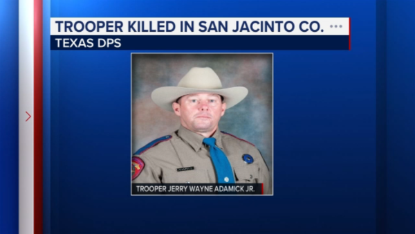 Highway Patrol Trooper Jerry Wayne Adamick Jr. killed in car crash on FM 945 South in San Jacinto County, Texas DPS says