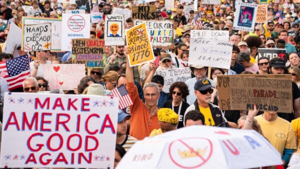 ‘No Kings’ protests against Pres. Donald Trump bring a street party vibe to cities nationwide